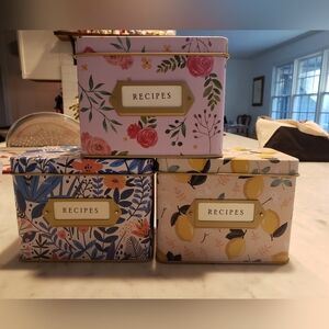 Set Of 3 new condition Tin Recipe Storage Boxes Floral